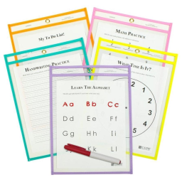 25-Pack: Reusable Dry Erase Pockets - Assorted Colors