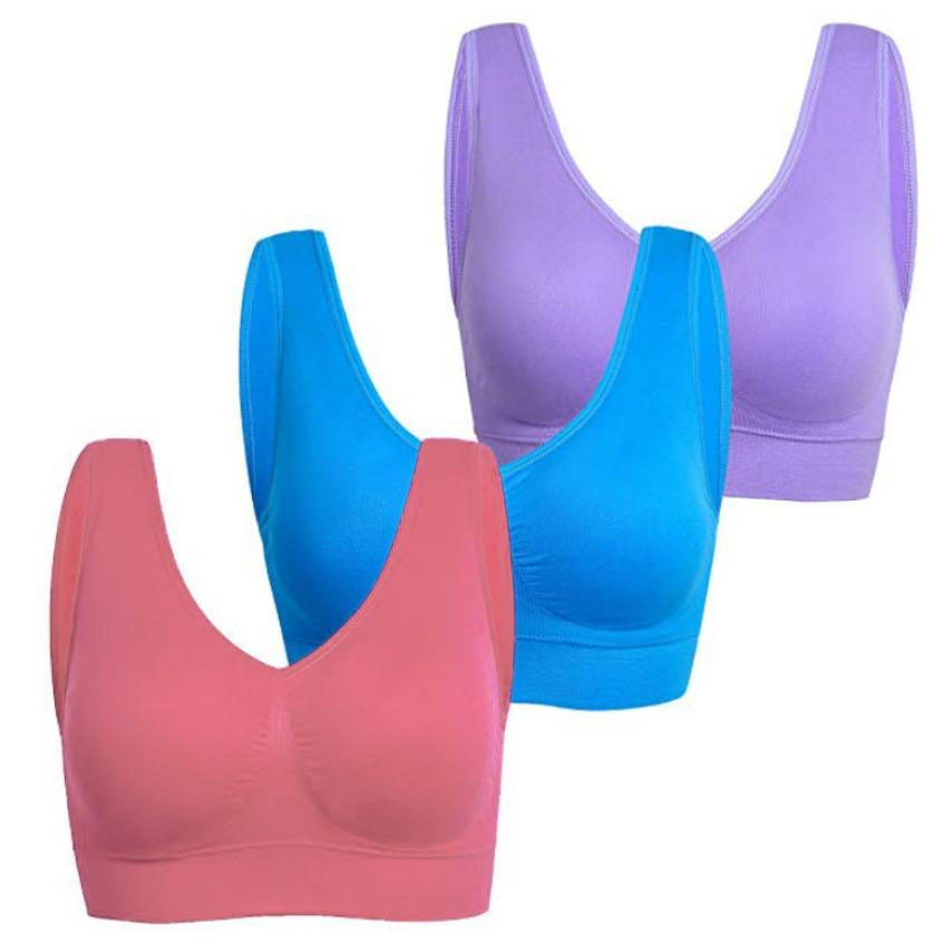 Women&#39;s 3-Pack: Seamless Miracle Bras with Removable Pads - Assorted Color Sets / Medium