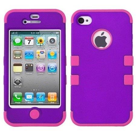 Double Layer Shockproof Hybrid Case for iPhone 4 &amp; 4s / Purple/Pink