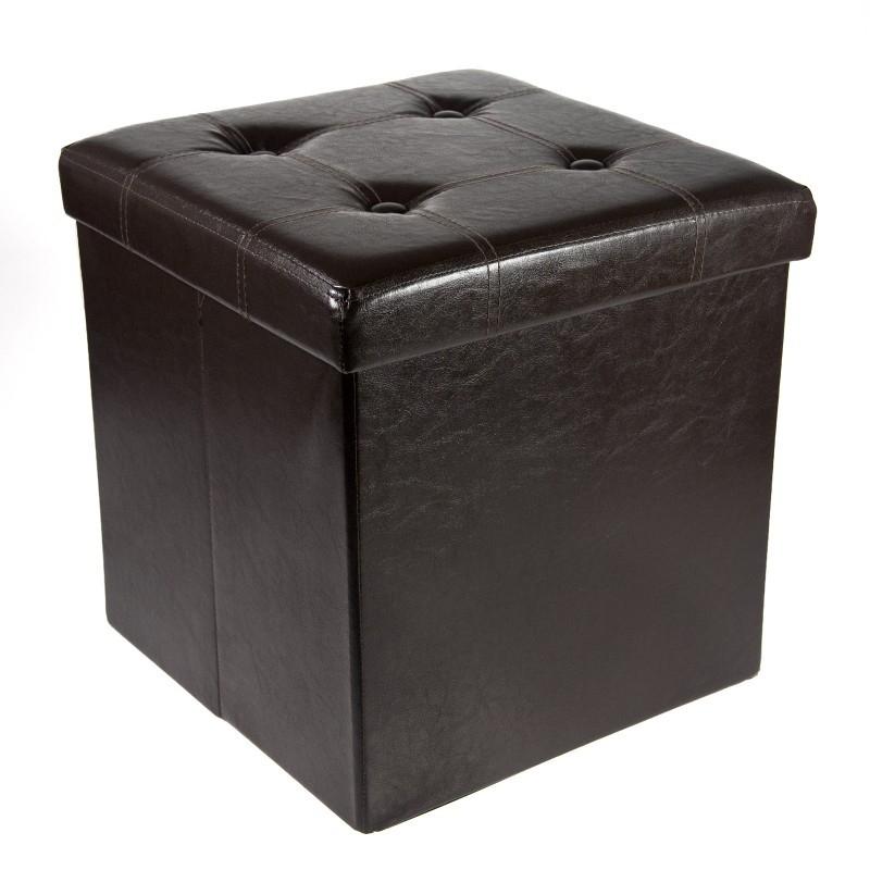 Collapsible Storage Ottoman &amp; Foot Rest / Brown
