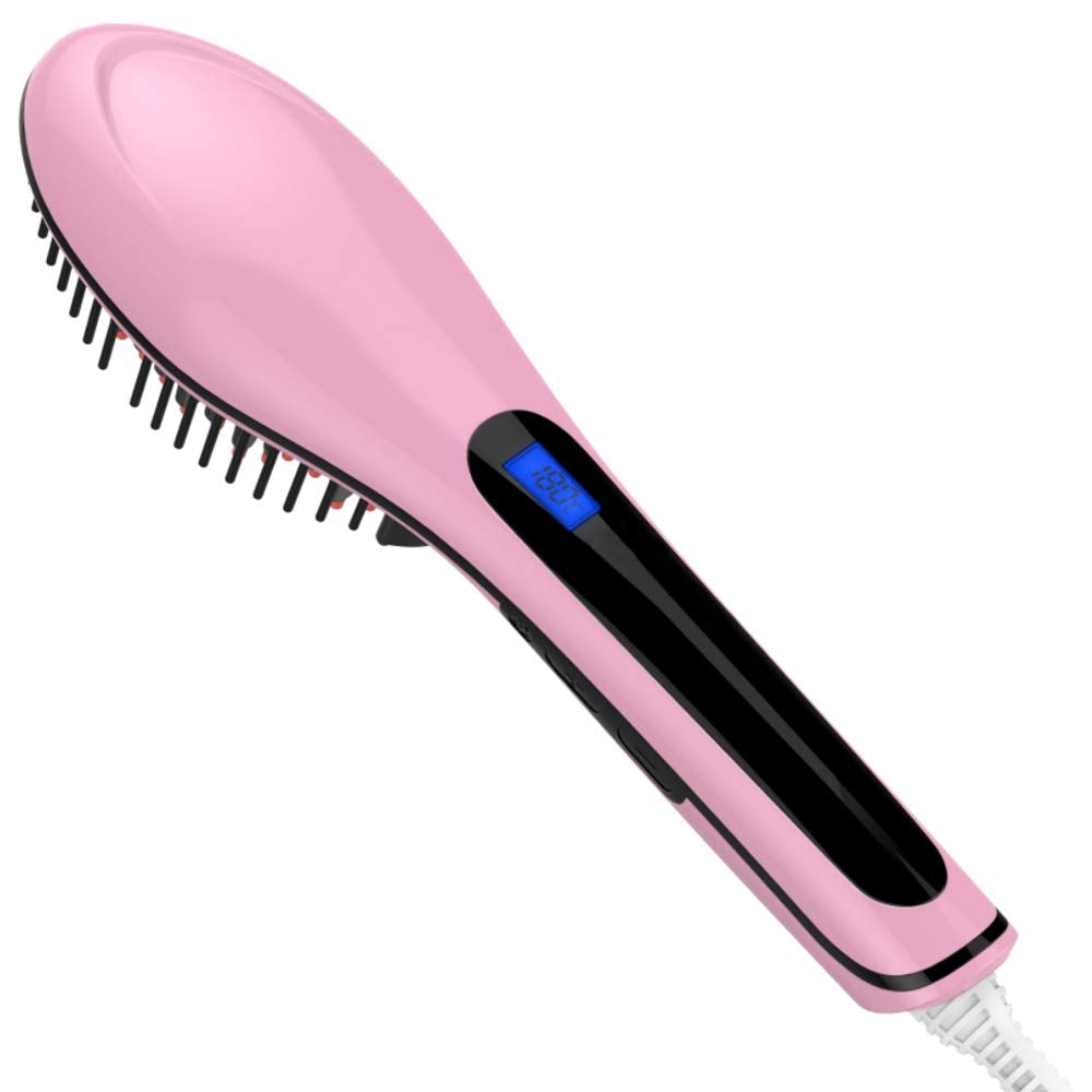 Detangling Hair Straightener Brush - Assorted Colors / Pink