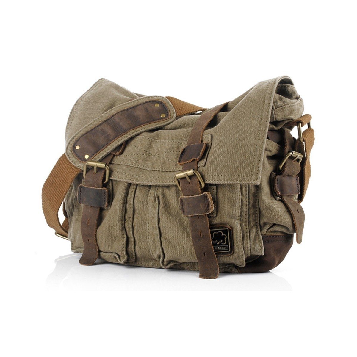 Military Vintage Canvas Crossbody Messenger Bag - Assorted Sizes / Army Green / Large