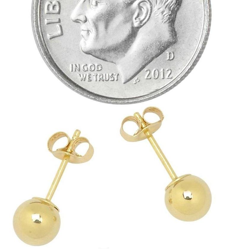 Solid 14K Gold Ball Stud Earrings - Assorted Sizes / 5mm