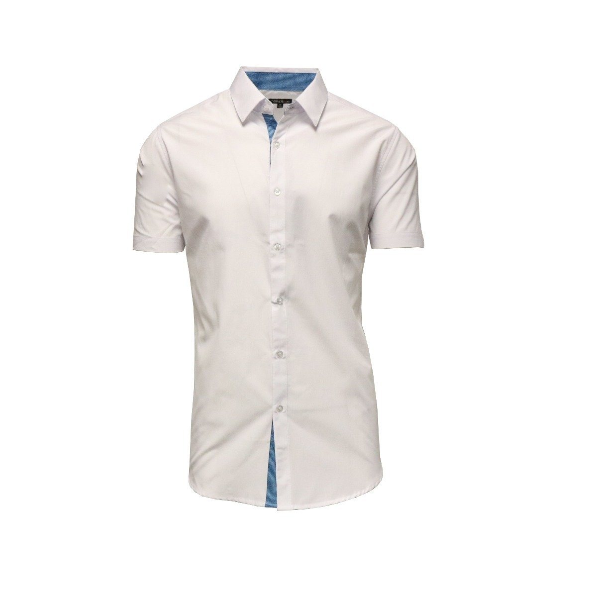 Men&#39;s Short-Sleeve Slim-Fit Shirt with Contrast Trim - Assorted Sizes / White / XL