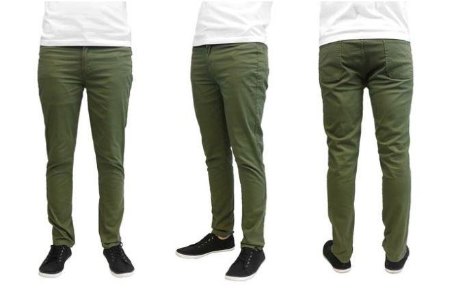 Galaxy by Harvic Men&#39;s Slim Fit Cotton Stretch Chinos Pant - Assorted Sizes / Olive / 40 x 32