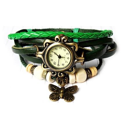 Boho Chic Vintage Inspired Handmade Butterfly Watch / Green