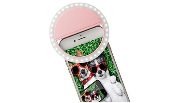 Bright Ring Rechargeable LED Selfie Light for All Phone Models / Pink