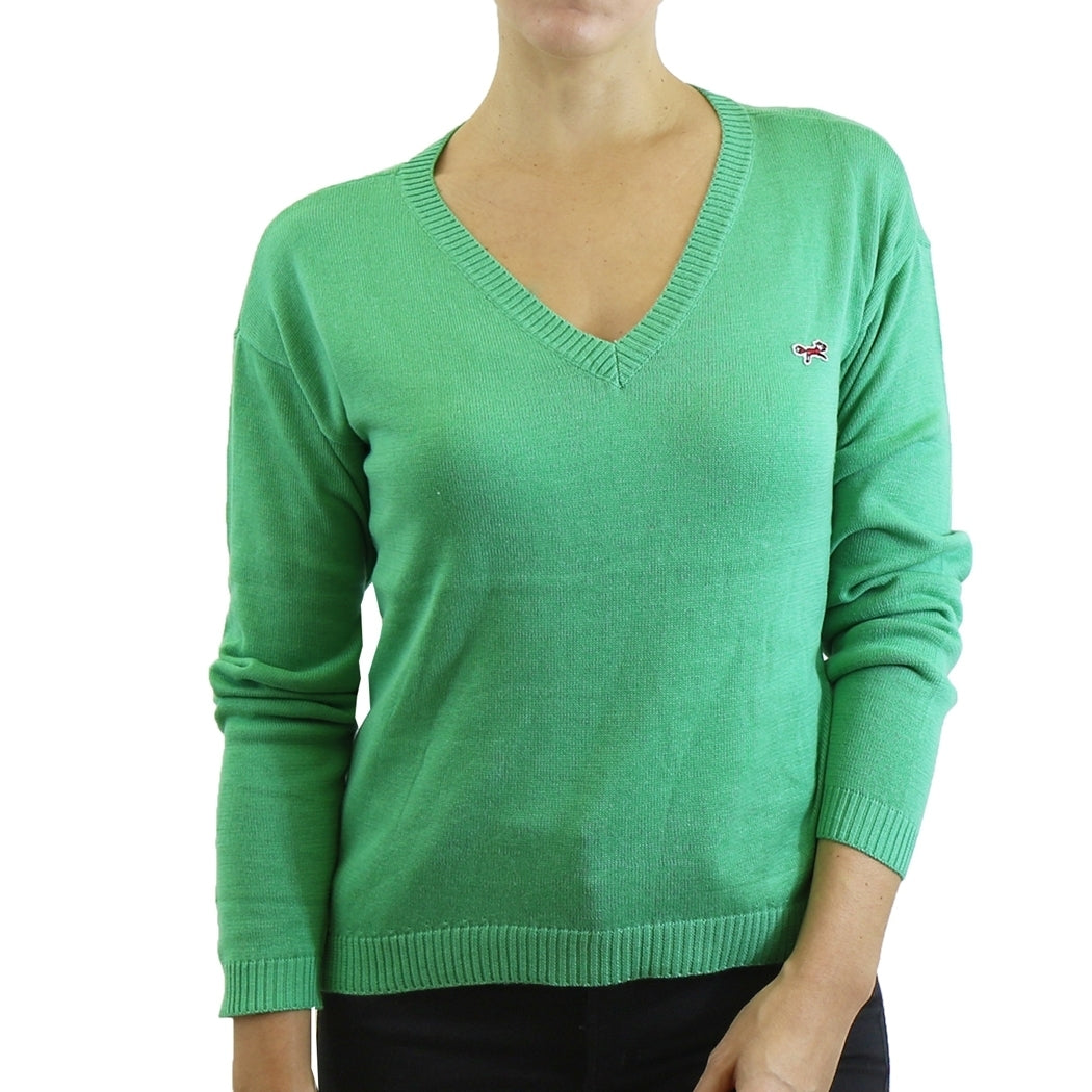 Womens V Neck Long Sleeve Sweater - Assorted Sizes / Green / Large