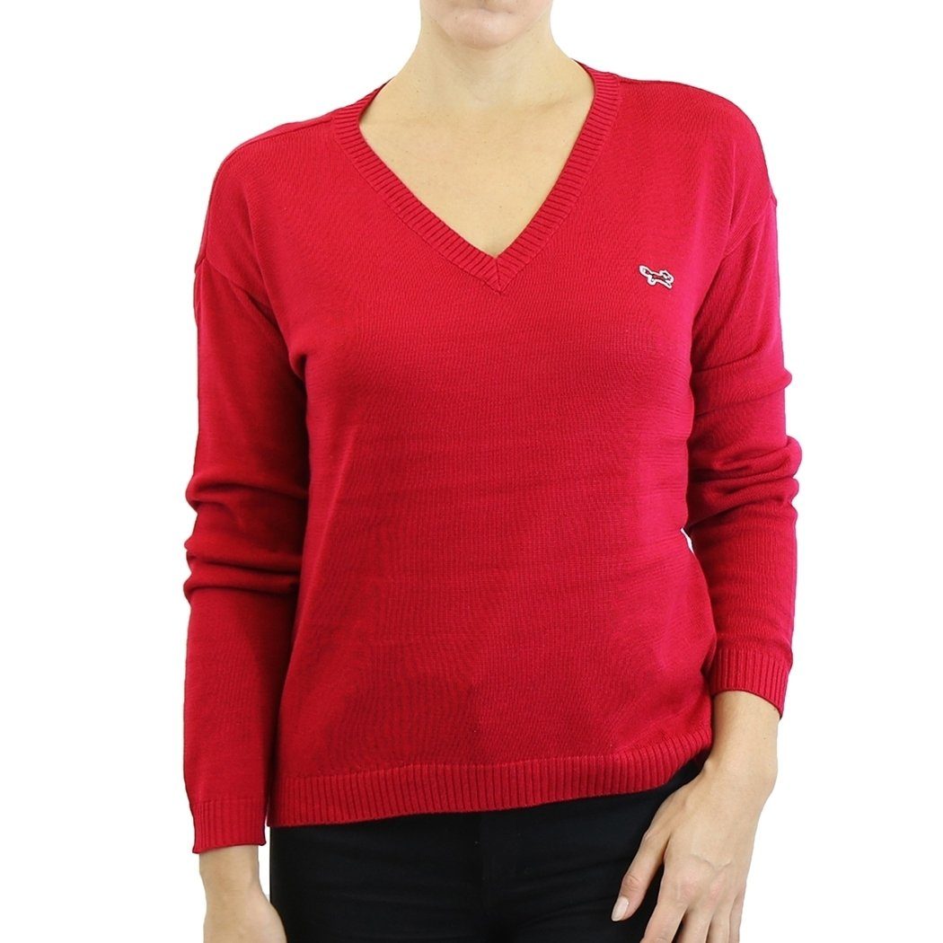 Womens V Neck Long Sleeve Sweater - Assorted Sizes / Red / XL