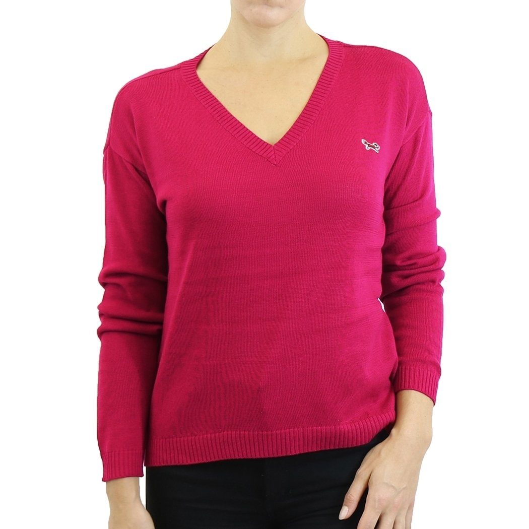 Womens V Neck Long Sleeve Sweater - Assorted Sizes / Raspberry / XL