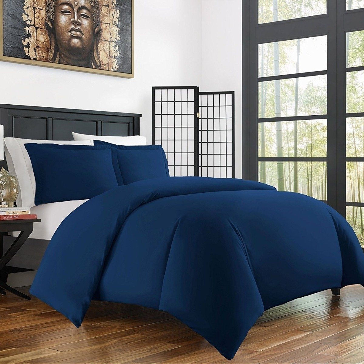 Bamboo Duvet Cover Set - Hypoallergenic - Assorted Sizes and Colors / Navy Blue / Twin/Twin XL