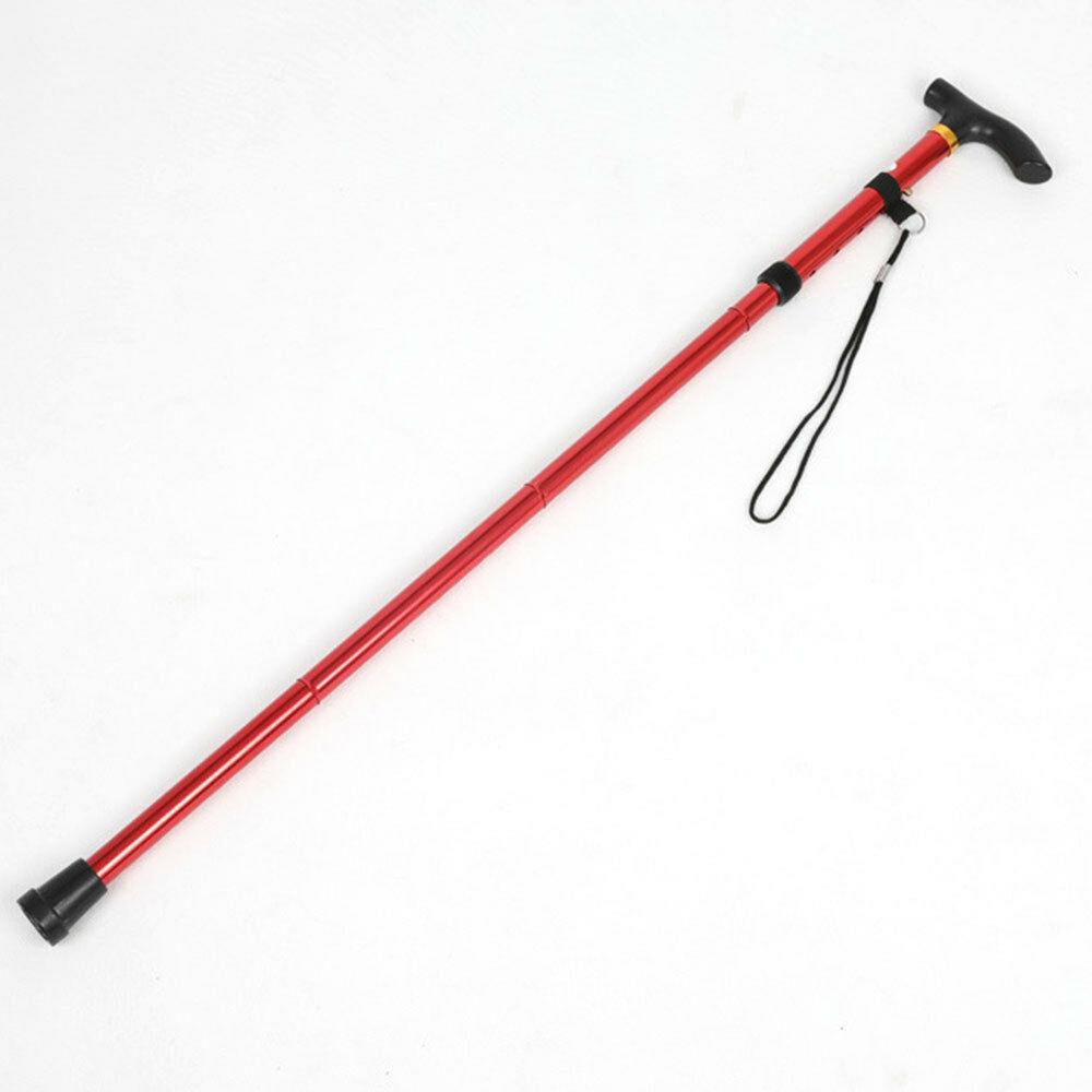 Portable Aluminum Folding Walking Travel Stick Cane / Red