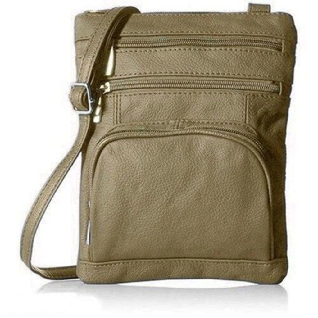 Super Soft Leather-Crossbody Bag / Pewter