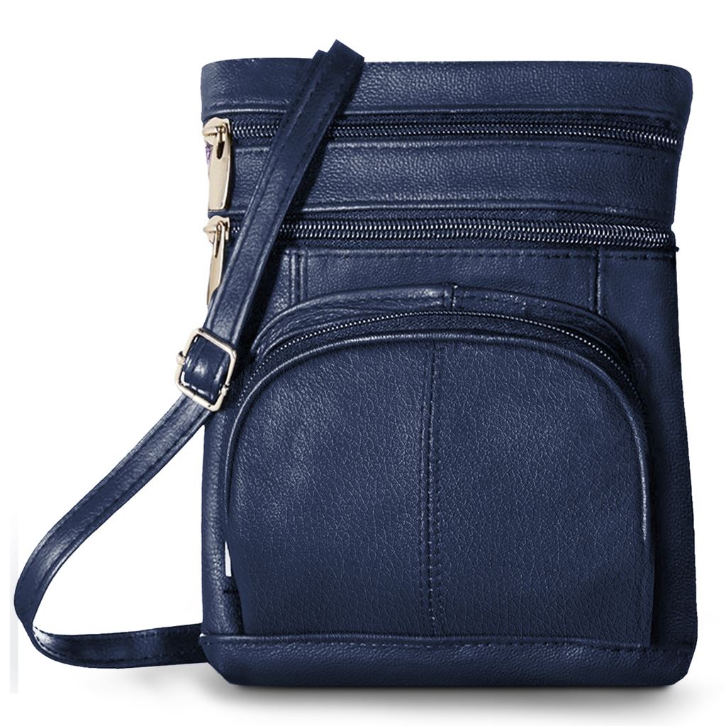 Super Soft Leather-Crossbody Bag / Navy Blue