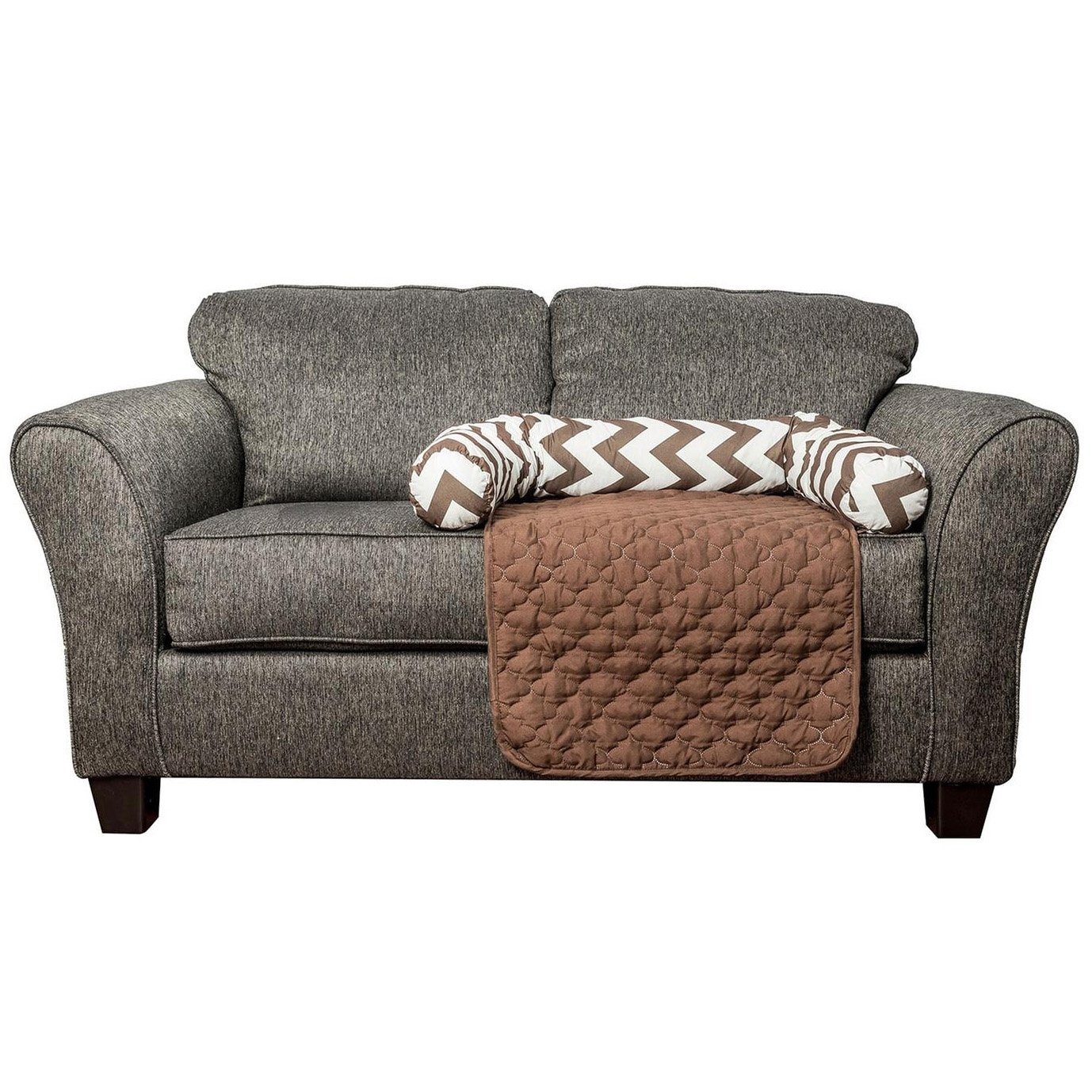 Chevron Reversible Quilted Pet Bed Chair Cover - Assorted Sizes / Brown / Small