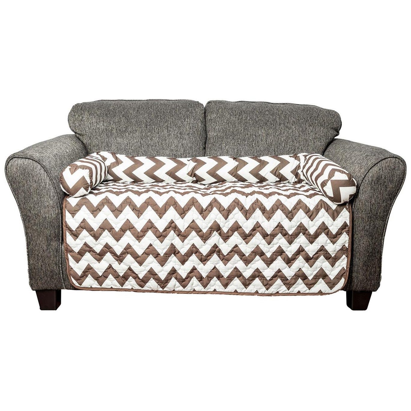 Chevron Reversible Quilted Pet Bed Chair Cover - Assorted Sizes / Brown / Large
