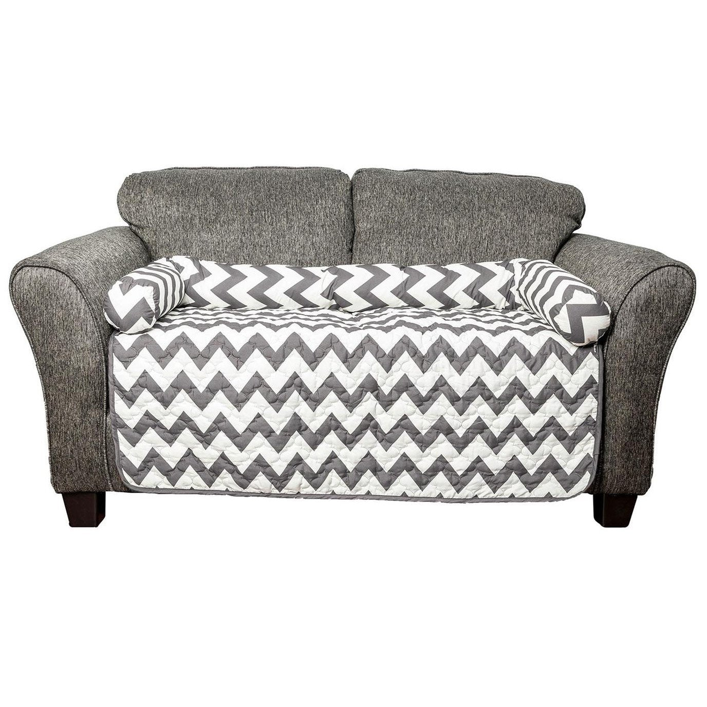 Chevron Reversible Quilted Pet Bed Chair Cover - Assorted Sizes / Gray / Large