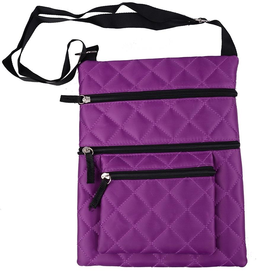 Quilted Crossbody Bag - Assorted Colors / Purple