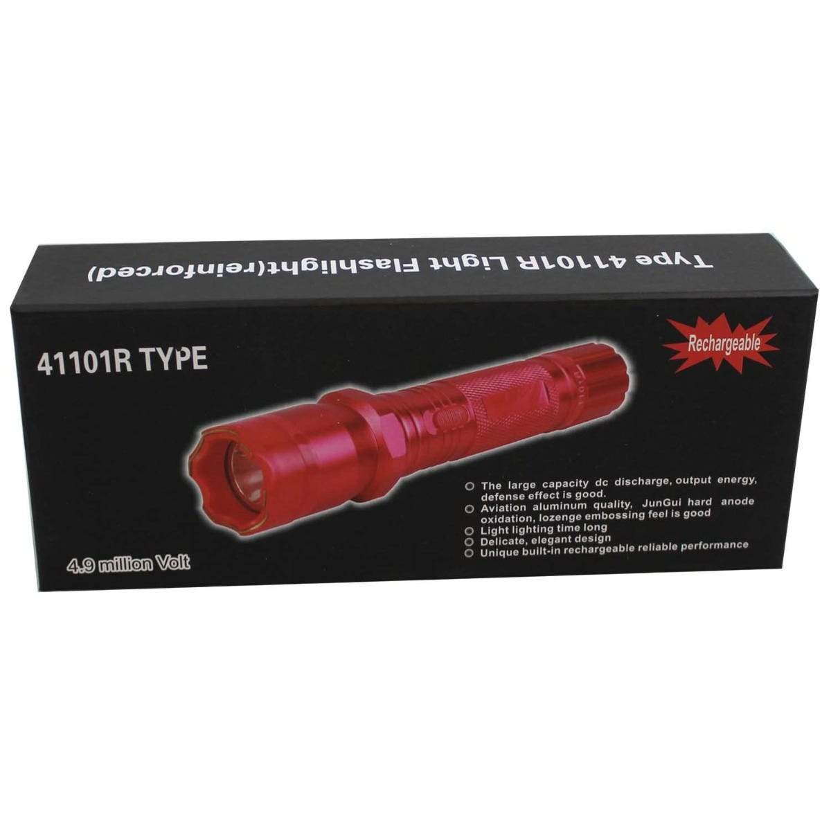 All Metal Stun Gun 4.9m Volt with LED Flashlight / Red
