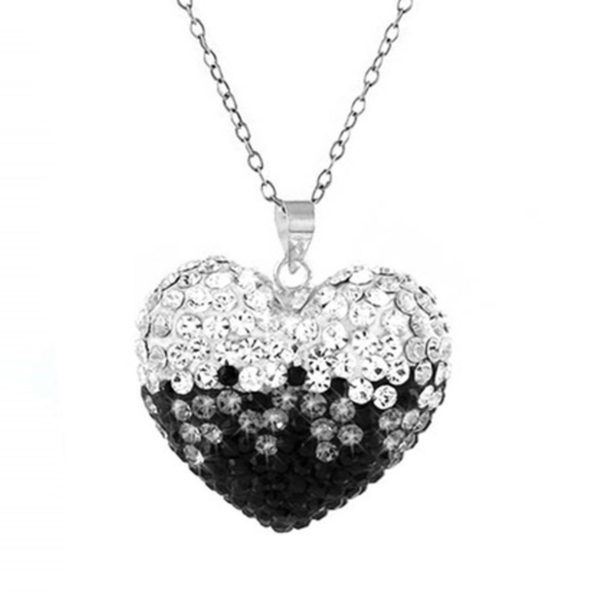 Black and White Bubble Heart Necklace with Swarovski Elements