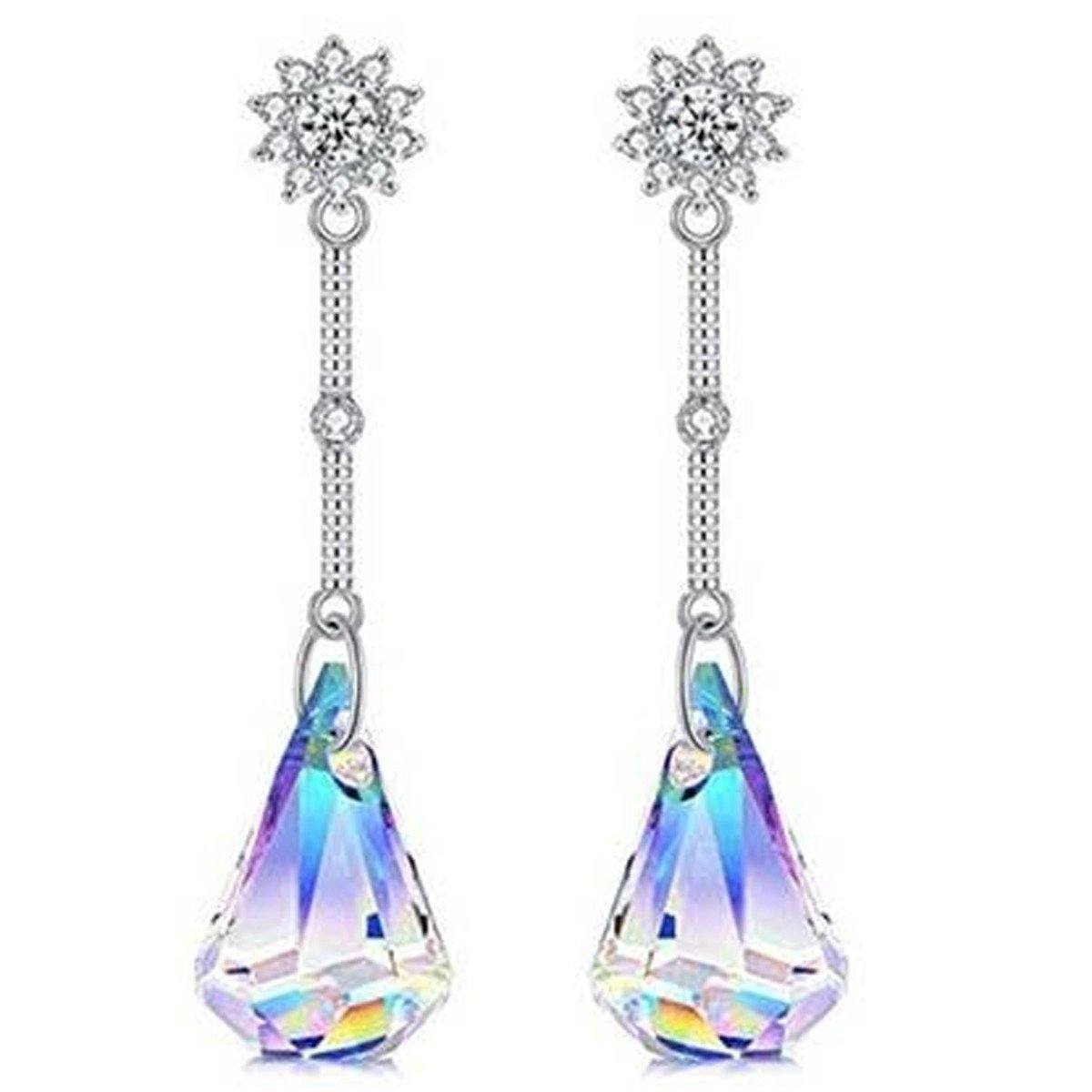 Aurora Borealis Crystal Drop Earrings made with Swarovski Elements