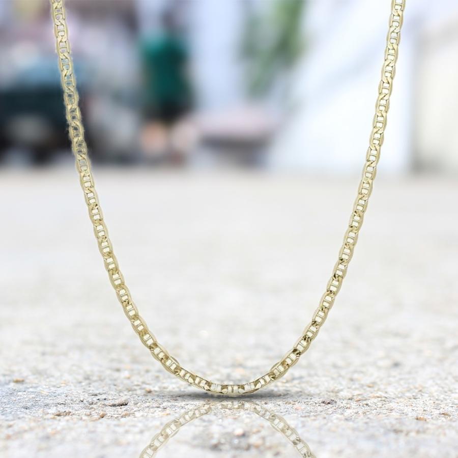 14K Solid Yellow Gold 2.5mm Marina Chain Necklace / 30&quot;