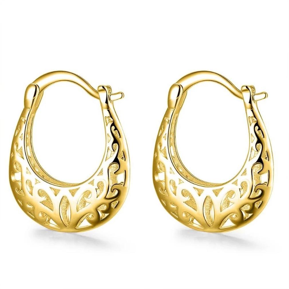 Filigree Leverback Hoop Earrings / Gold