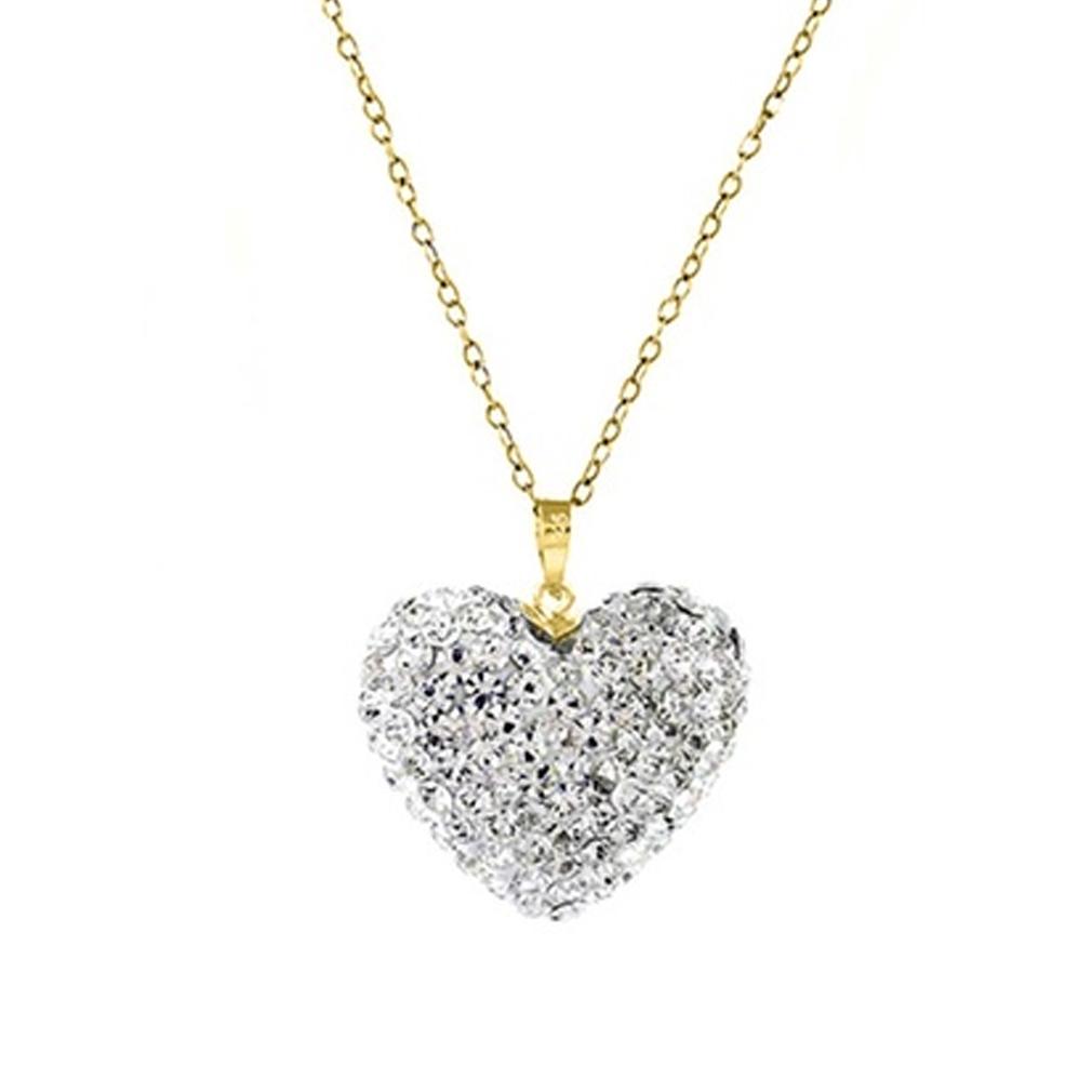 Bubble Heart Pendant in Solid Sterling Silver Made with Swarovski Elements / Gold/White