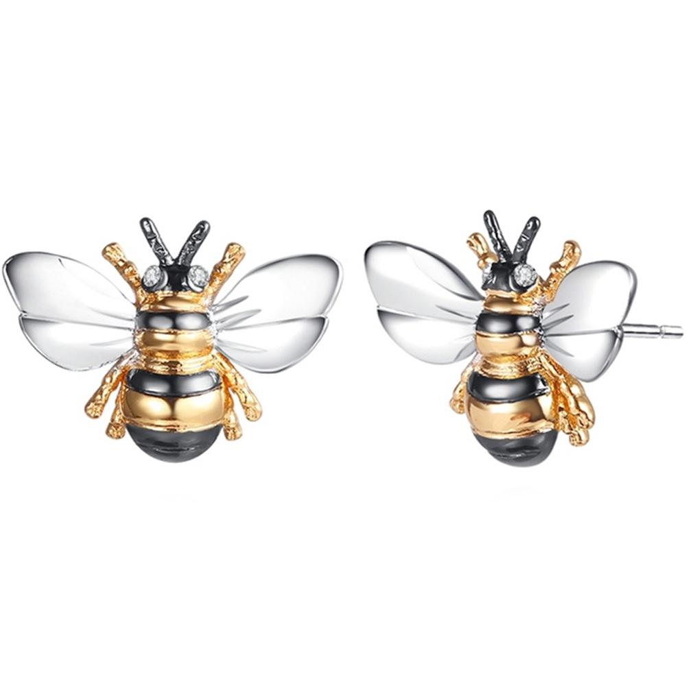 Tri-Tone Bumble Bee Stud Earrings Made with Swarovski Elements