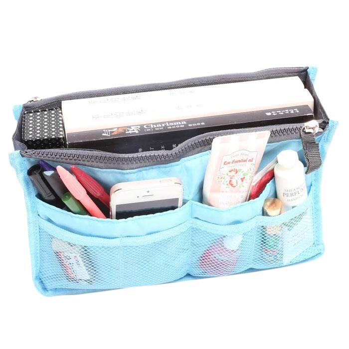 Multiple Pockets Cosmetic/Purse Organizer Bag / Blue
