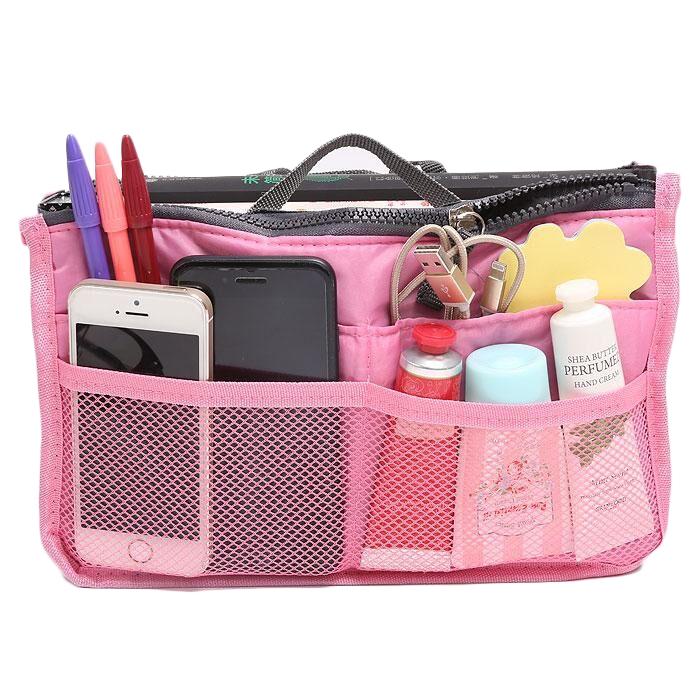 Multiple Pockets Cosmetic/Purse Organizer Bag / Light Pink