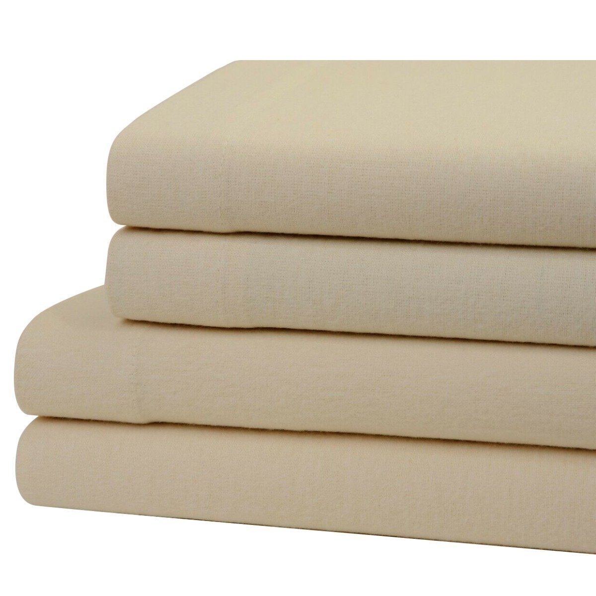Bibb Home 100% Cotton Solid Flannel Sheet Set / Beige / Twin
