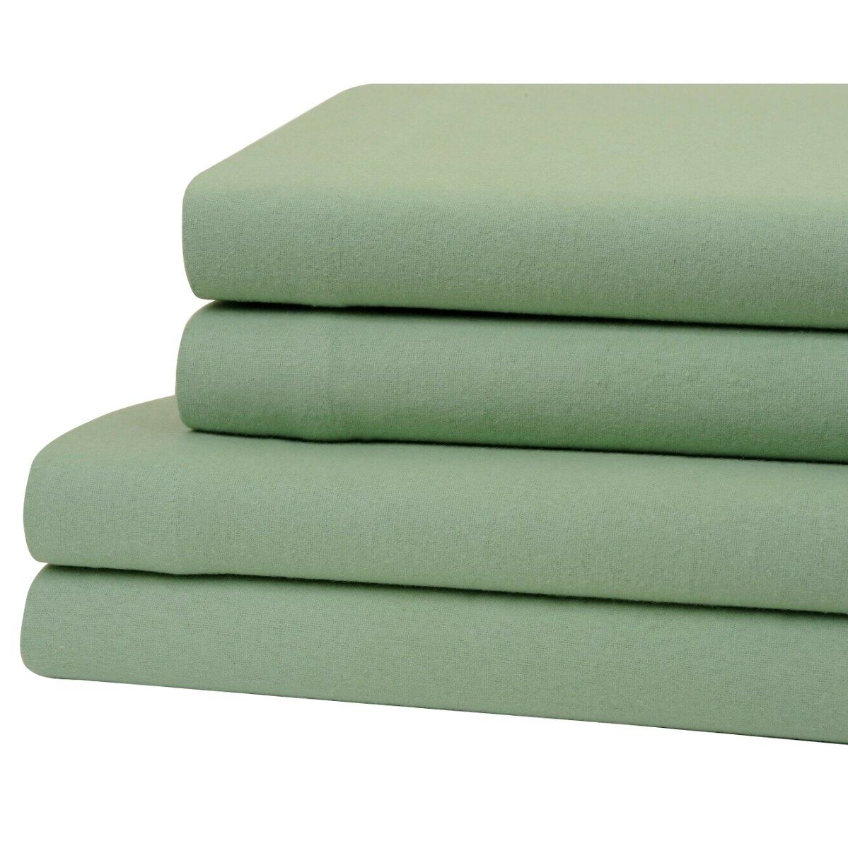 Bibb Home 100% Cotton Solid Flannel Sheet Set / Sage / Queen