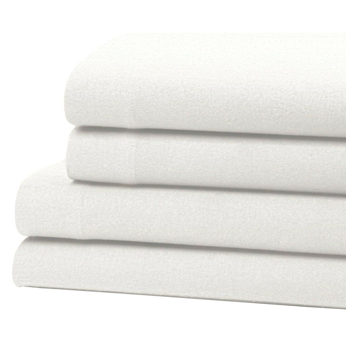 Bibb Home 100% Cotton Solid Flannel Sheet Set / White / Queen