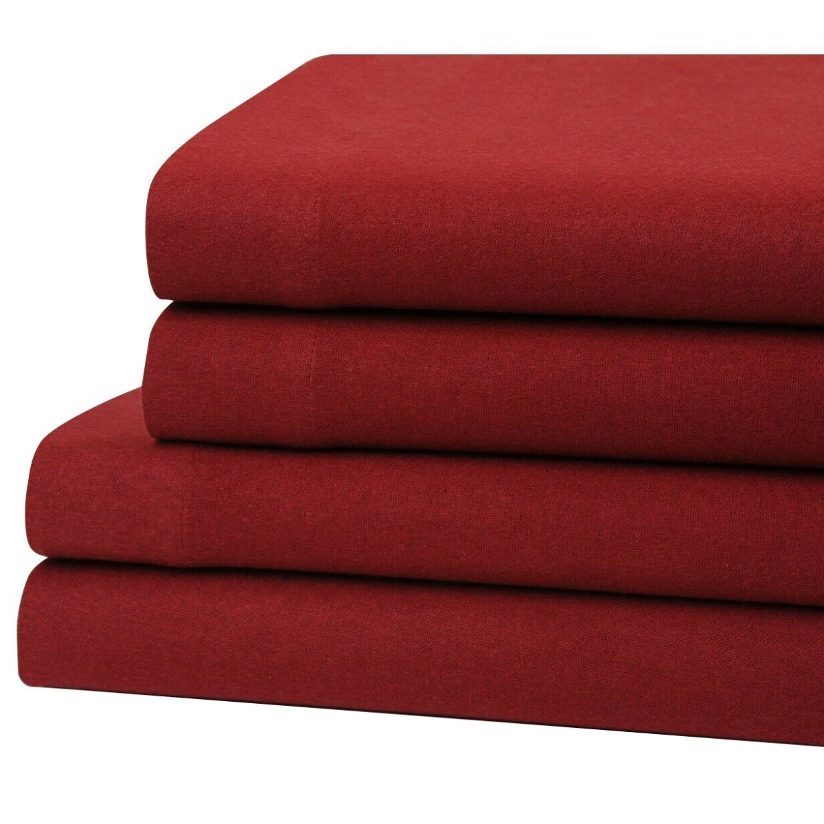 Bibb Home 100% Cotton Solid Flannel Sheet Set / Wine / Twin