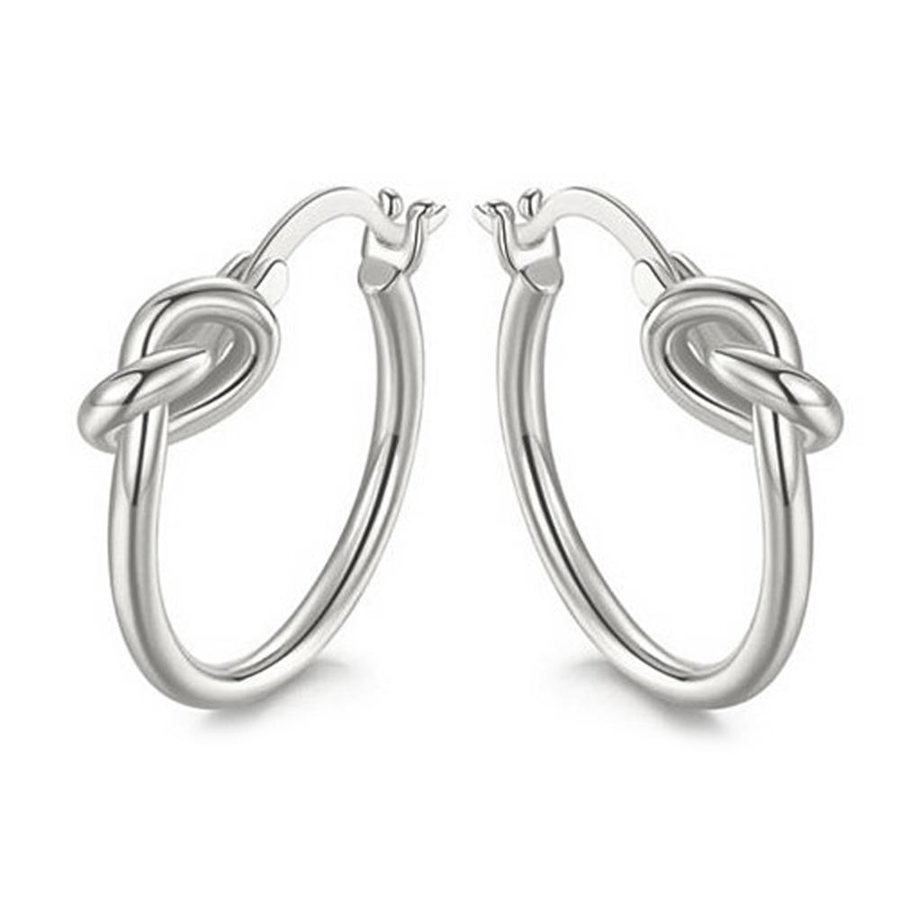 French Lock Knot Hoop Earrings in 18K Gold / White Gold