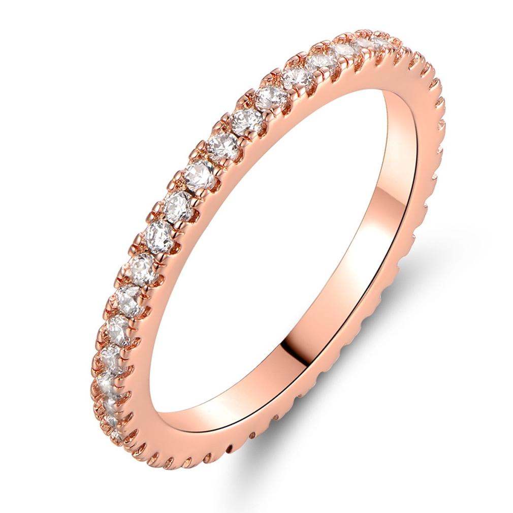 Rose Gold and Round-Cut CZ Single Row Eternity Ring / 7