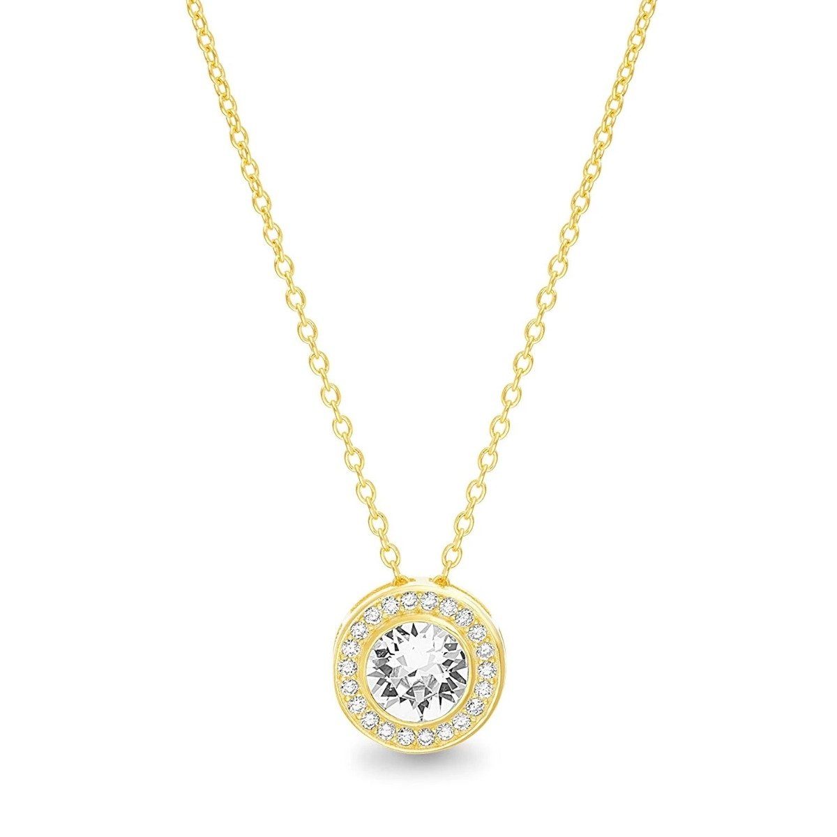 Golden NYC Jewelry 18K Gold Plated Round Halo Necklace