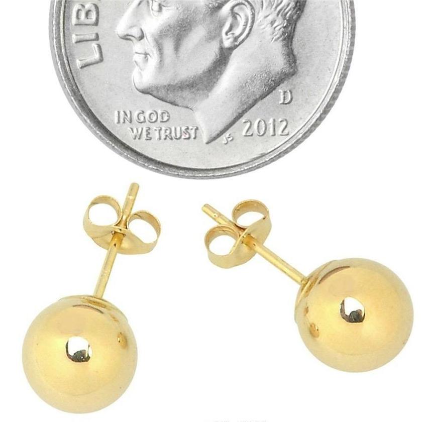 Solid 14K Gold Ball Stud Earrings - Assorted Sizes / 7mm
