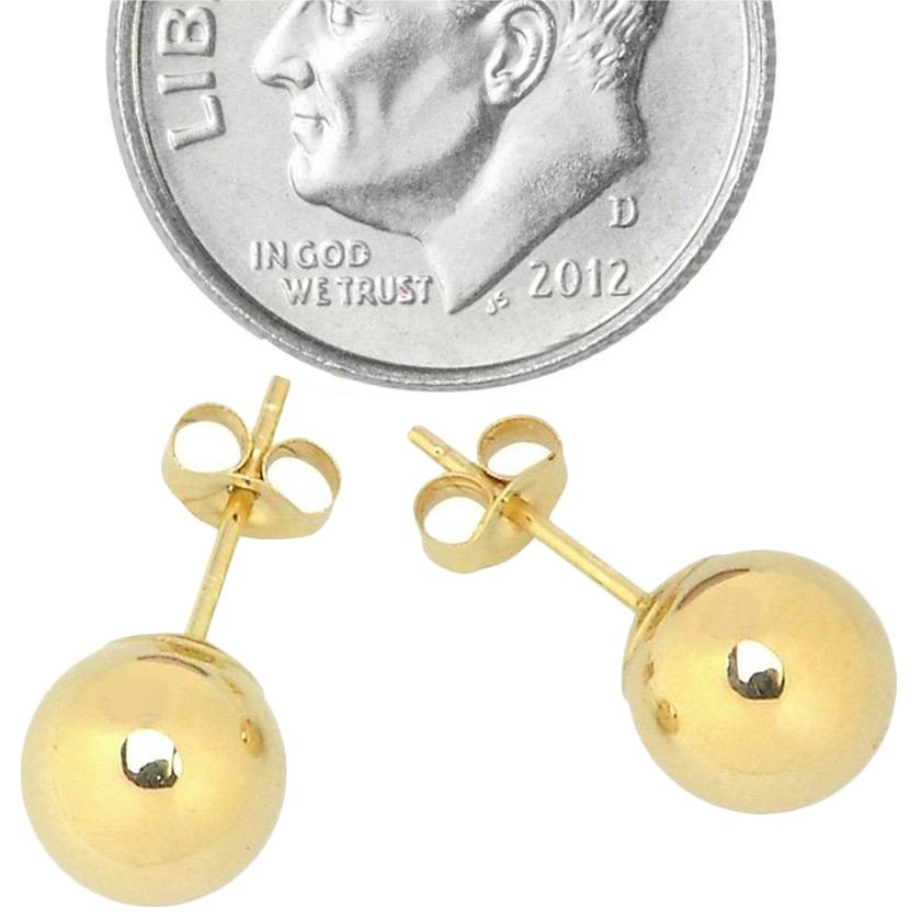 Solid 14K Gold Ball Stud Earrings - Assorted Sizes / 8mm