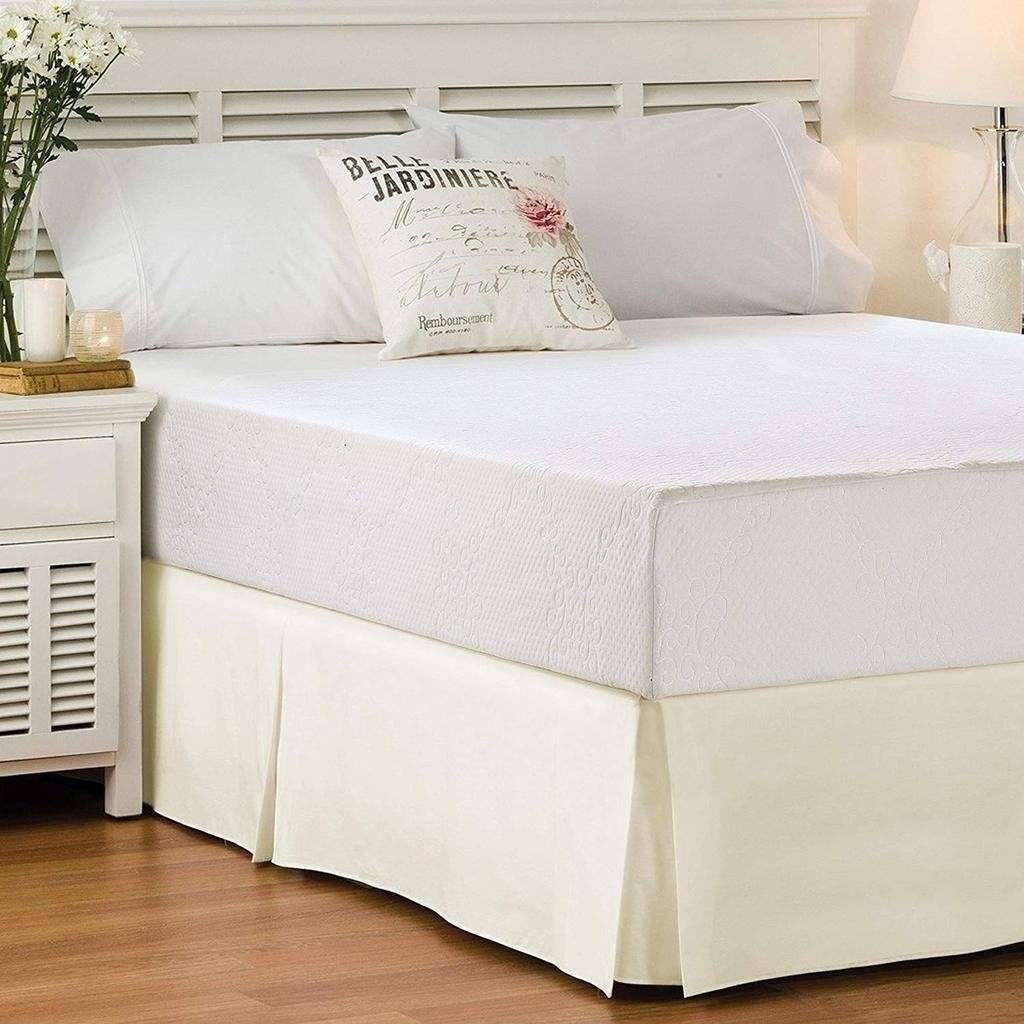 Solid Color Bed Skirt - Assorted Styles / Vanilla / Full