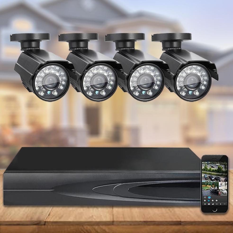 Outdoor AHD Home Security 4 Camera and DVR System