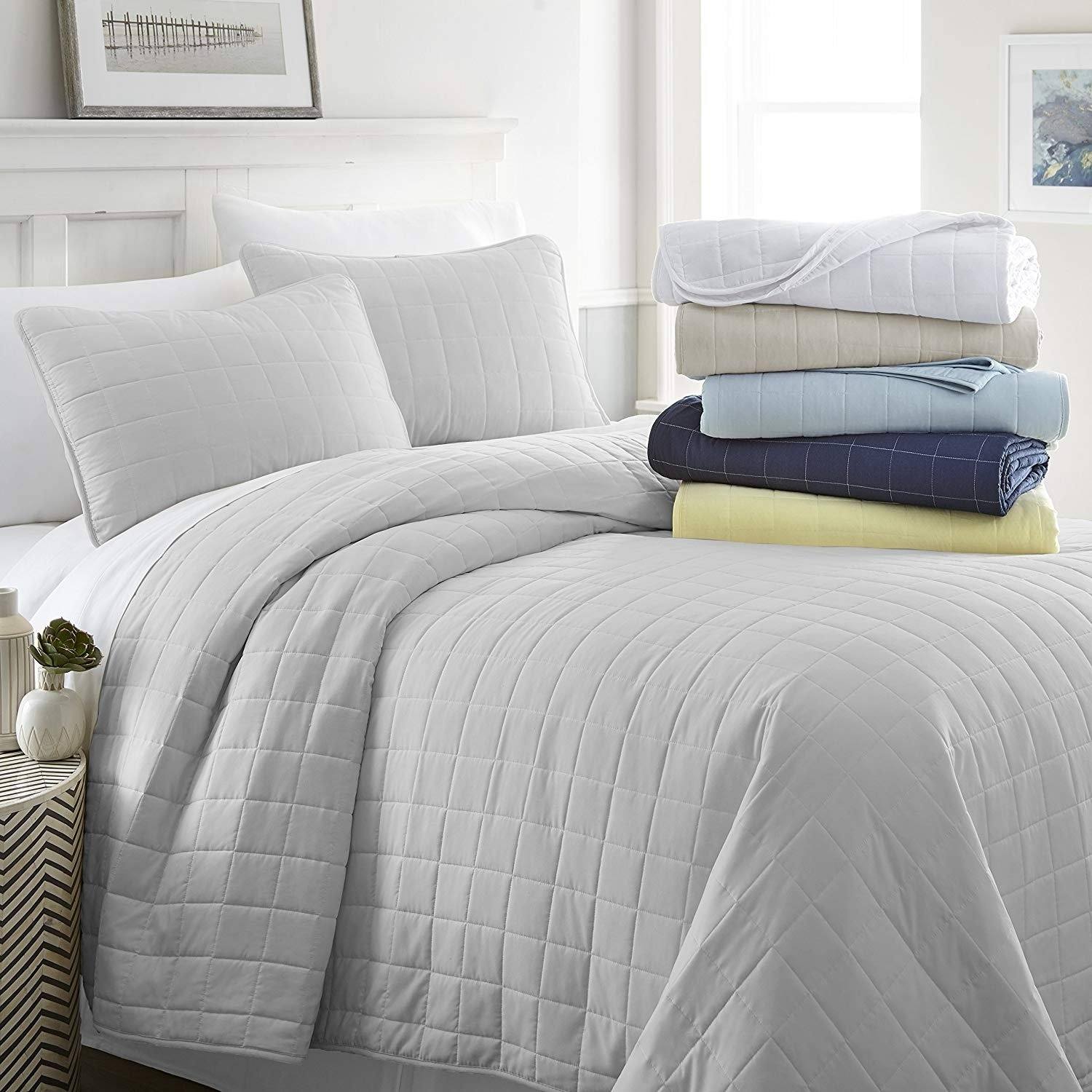 Simply Soft Quilted Coverlet Set - Assorted Styles / Gray / Full/Queen
