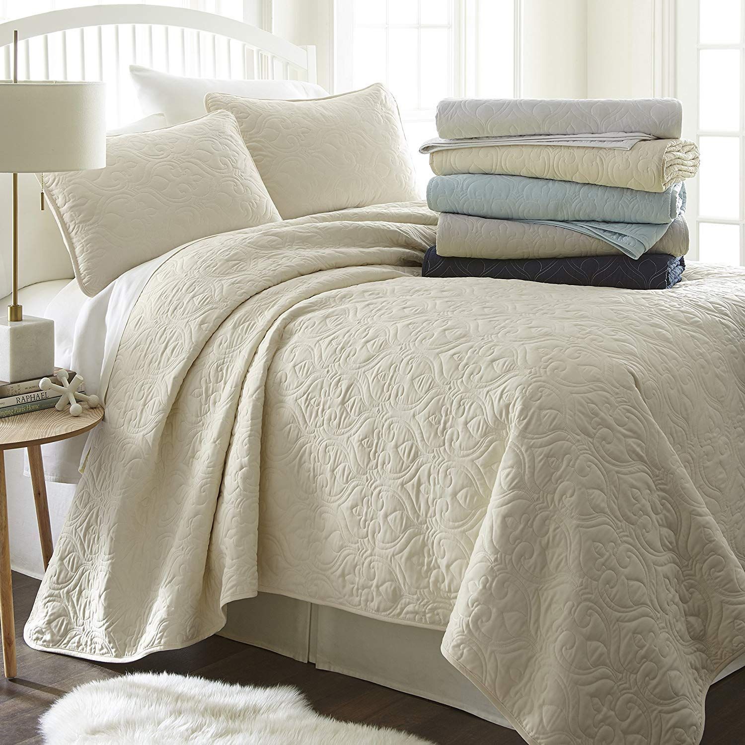 Simply Soft Quilted Coverlet Set - Assorted Styles / Ivory / Full/Queen
