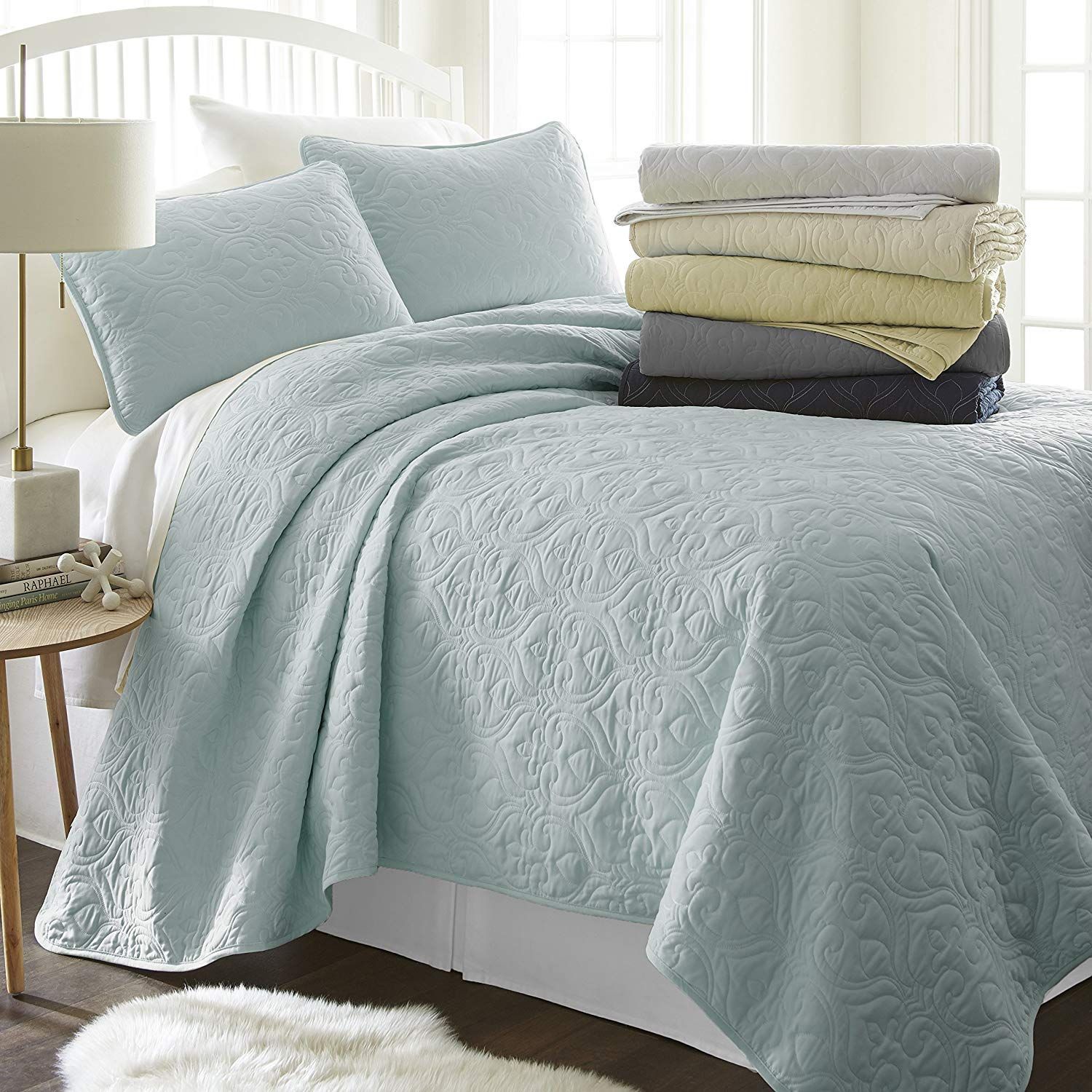 Simply Soft Quilted Coverlet Set - Assorted Styles / Light Blue / Full/Queen