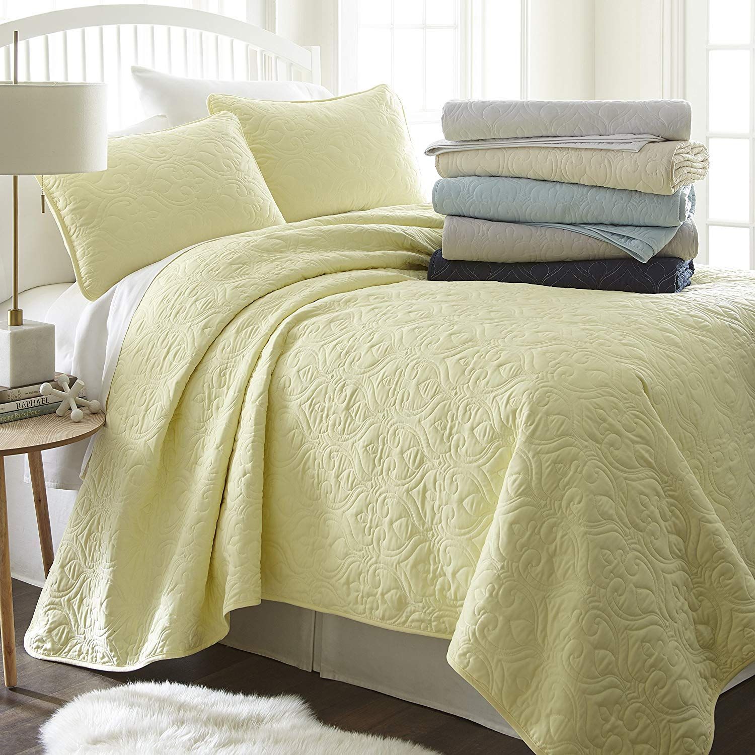 Simply Soft Quilted Coverlet Set - Assorted Styles / Yellow / Full/Queen
