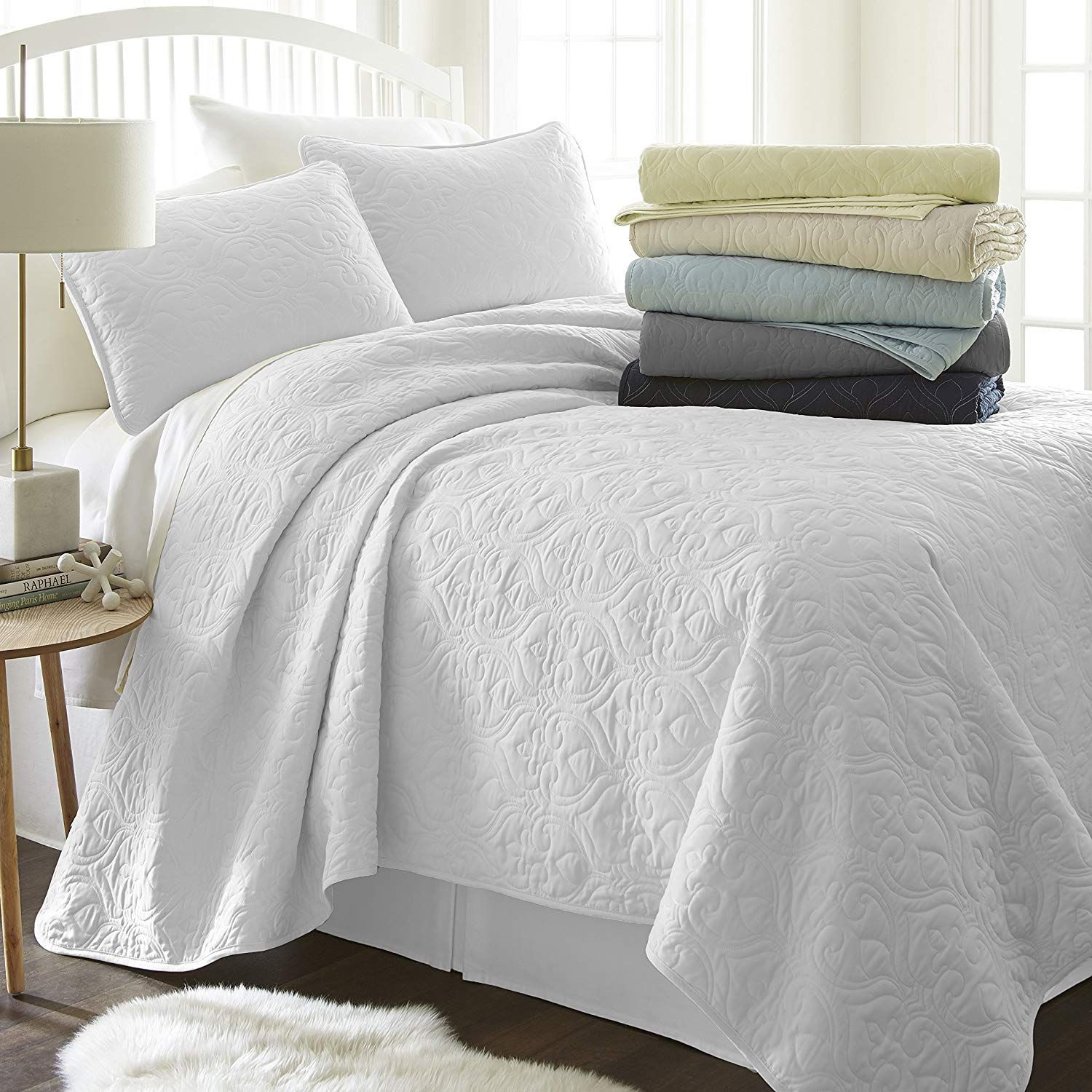 Simply Soft Quilted Coverlet Set - Assorted Styles / White / King/California King