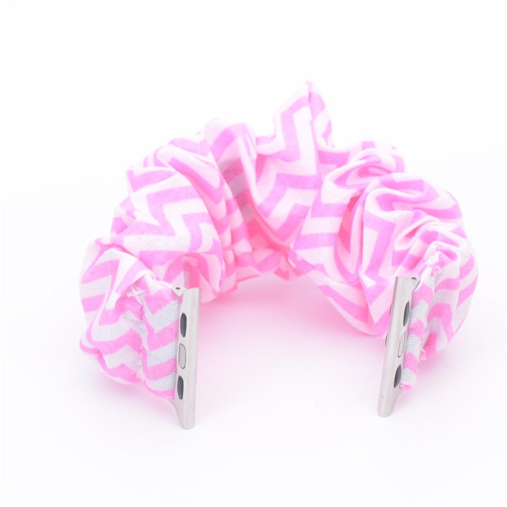 Multifunction Hair Scrunchie Apple Watch Band - Assorted Colors / Pink Stripe / 38/40mm
