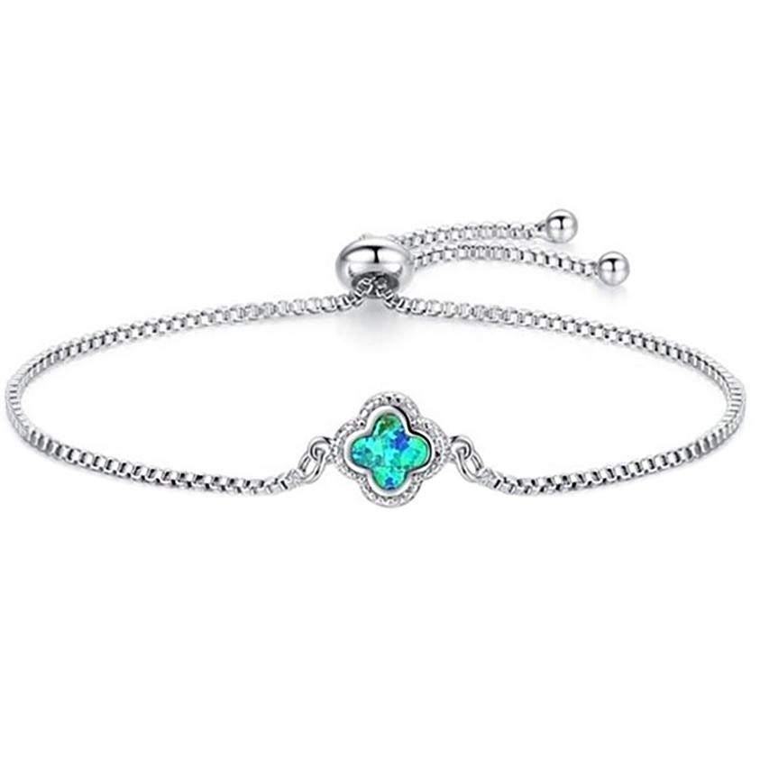 Blue Opal Adjustable Bolo Charm Bracelets / Flower
