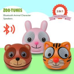 3-Pack: Zootunes Compact Portable Bluetooth Stereo Speaker